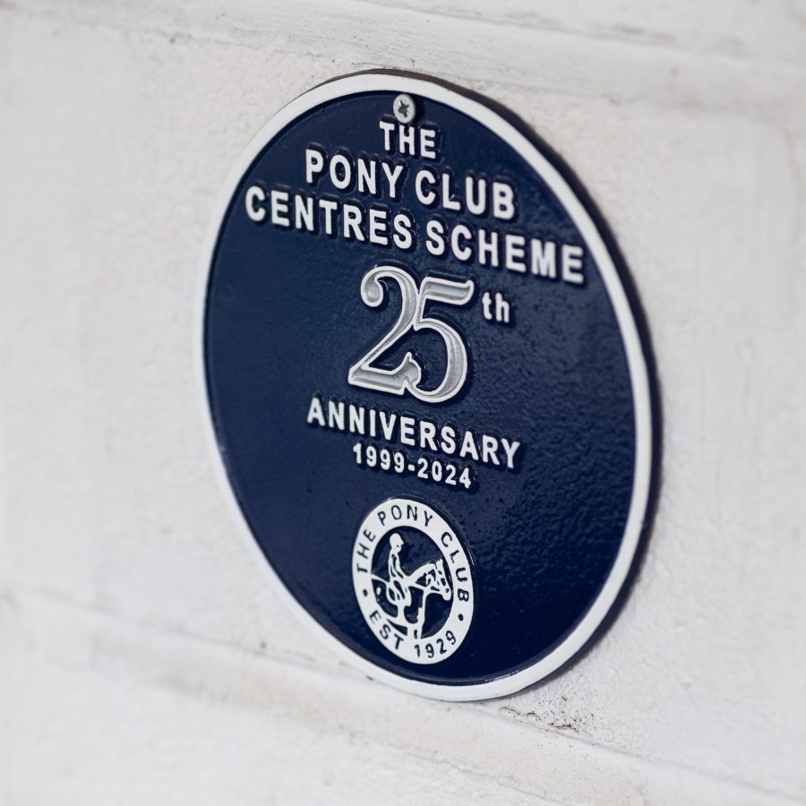 A pony club plaque celebrating 25 years as a Pony Club Centre